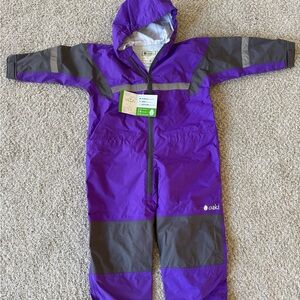 NWT 5T OAKI Kids One Piece Rain Trail Suit - Purple hooded and waterproof!